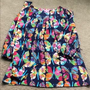 Lilly Pulitzer butterfly print silk blouse S